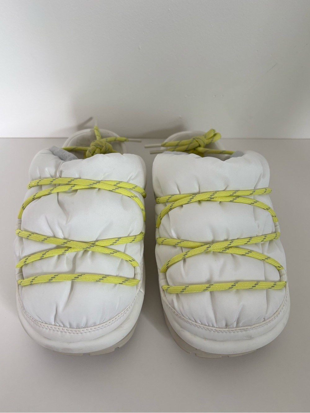 UGG Spaceslider Tech Slide White Volt Puff Slippers Sz 8 Faux Fur Cozy